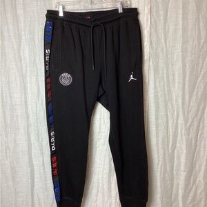 Jordan X Paris Saint-Germain Black Fleece Jogger pants; Size: XXL